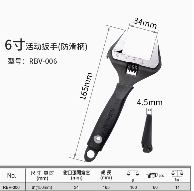 T/L.179 小活络开口扳手6寸